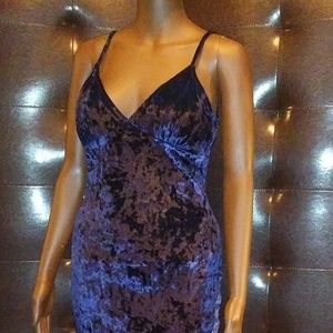 Crushed Velvet Dark Blue Mini Dress